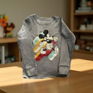 Disney Kids Gray Mickey Mouse Long Sleeve Thermal Unisex Shirt